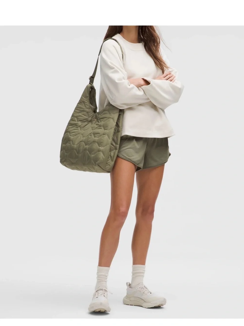 Lululemon olive Quilted Pleasures shoulder bag